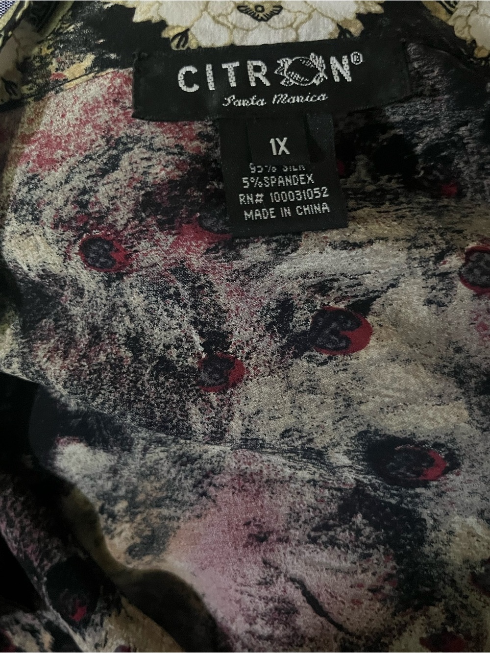 Citron Santa Monica Asian Sheer Button Down Black Sequins Tunic Top Blouse 1X - Picture 10 of 11